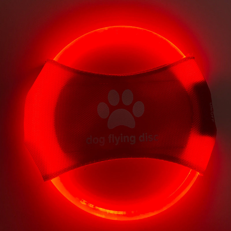 Red LED Light Up Dog Frisbee - Rechargeable &amp; Durable Pet Toy