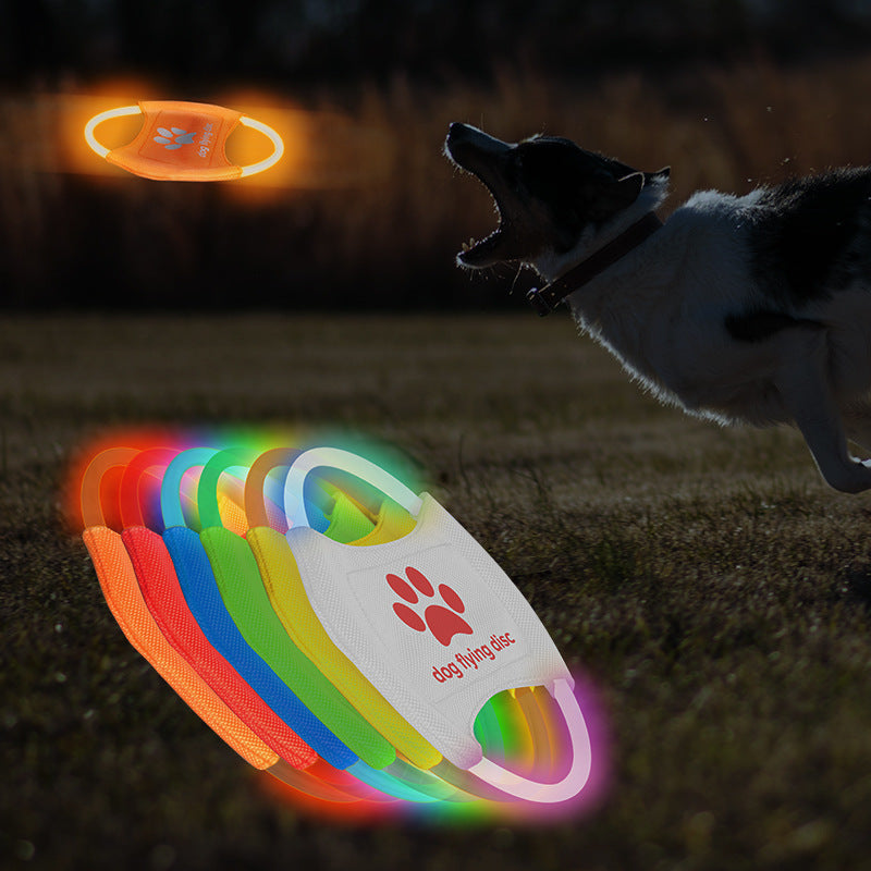 Red LED Light Up Dog Frisbee - Rechargeable &amp; Durable Pet Toy