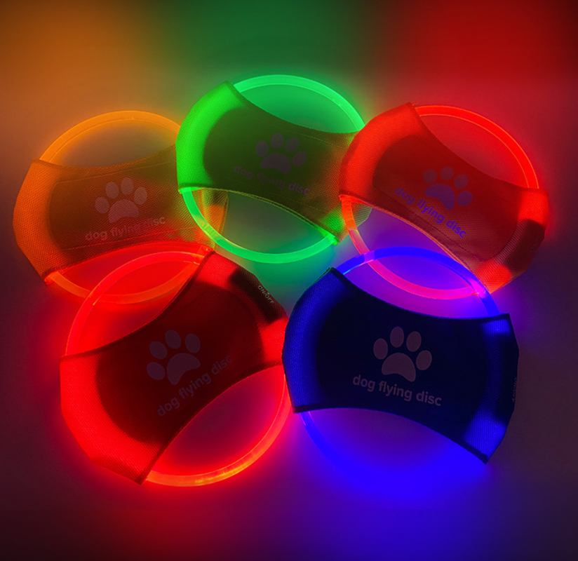 Red LED Light Up Dog Frisbee - Rechargeable &amp; Durable Pet Toy