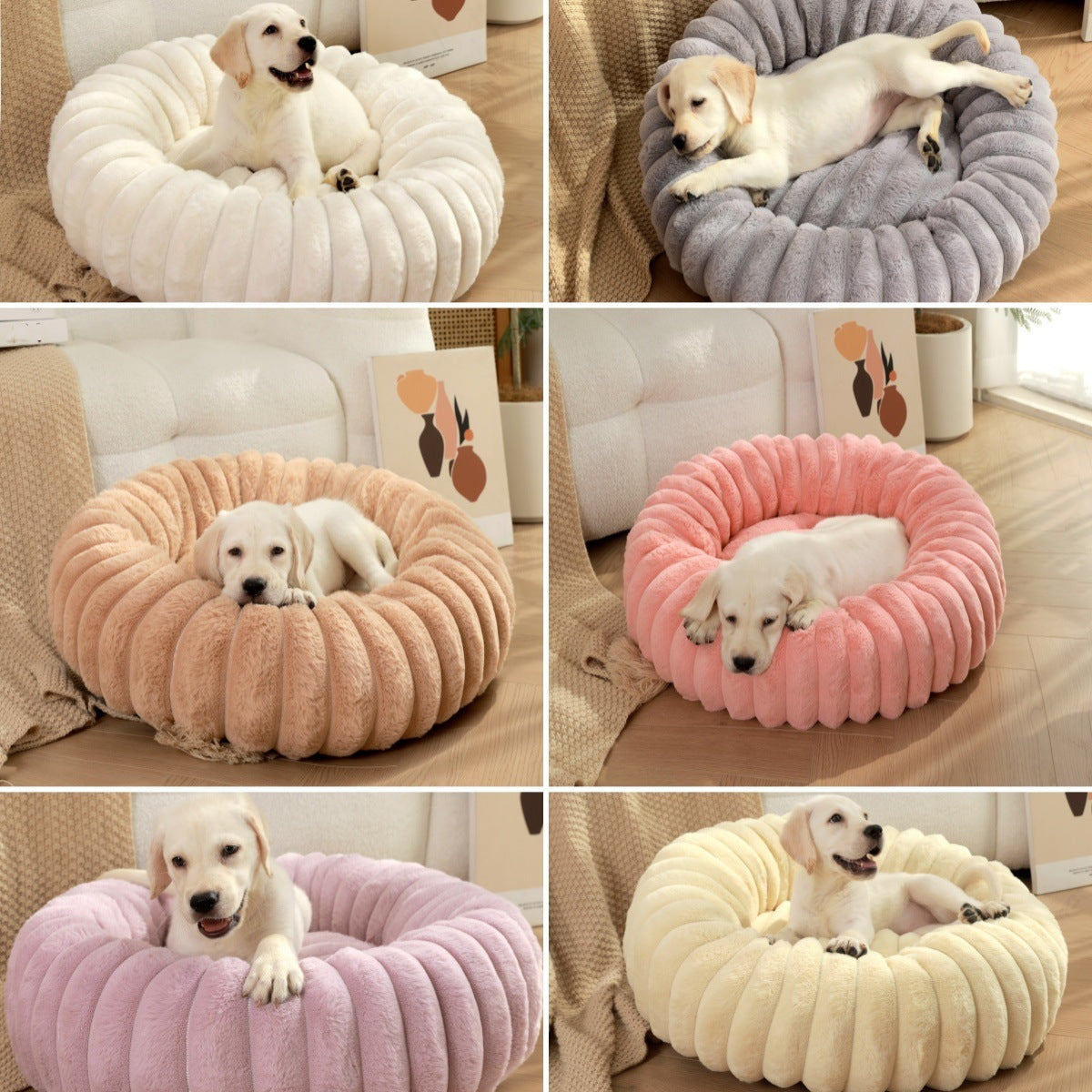 Purple Plush Pet Bed - 40cm Round Dog &amp; Cat Mat, Cozy PP Cotton Filled, Comfortable Pet Supplies