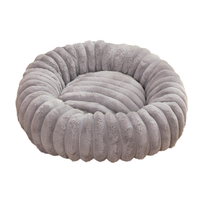Purple Plush Pet Bed - 40cm Round Dog &amp; Cat Mat, Cozy PP Cotton Filled, Comfortable Pet Supplies