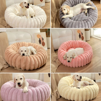Black Plush Pet Bed - 40cm Round Dog & Cat Mat, Cozy PP Cotton Filled, Comfortable Pet Supplies