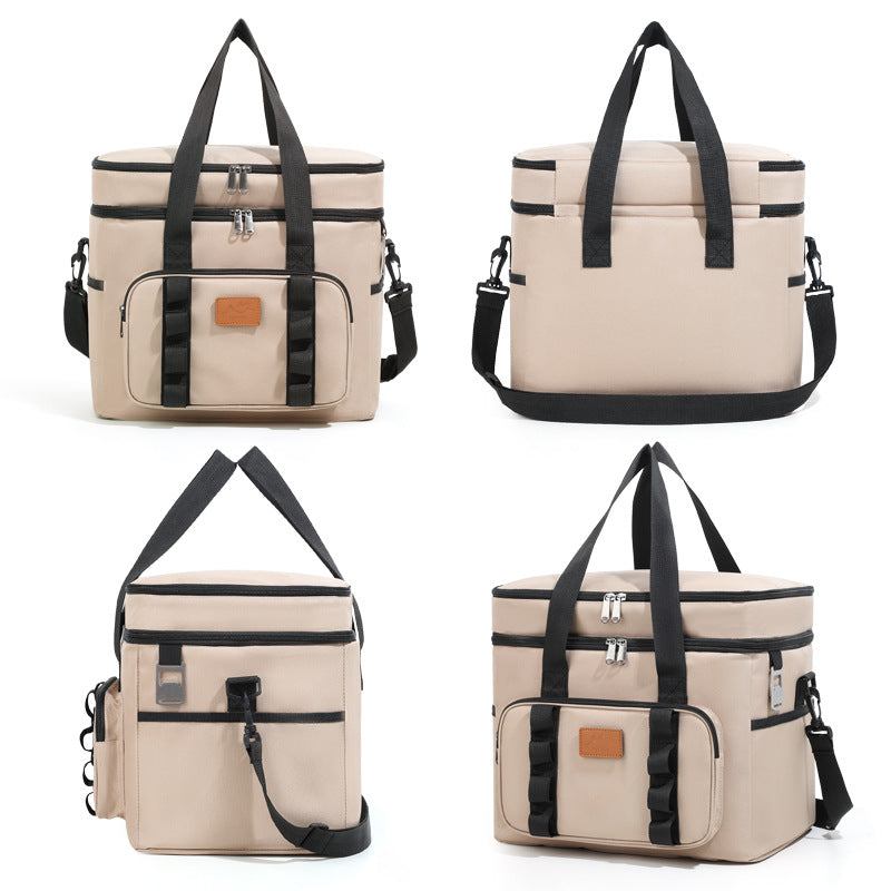 Black 23L Extra Large Insulated Cooler Bag with Double Layers - Perfect for Camping, Picnics, and Outdoor Adventures