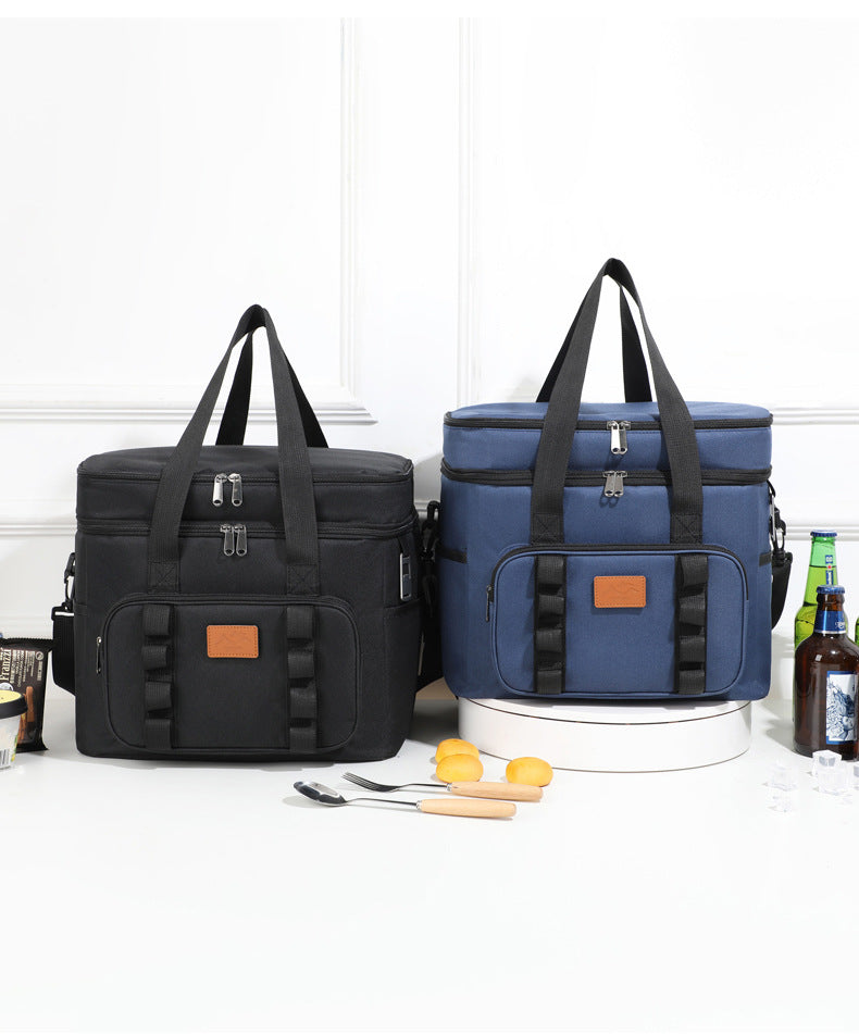 Navy Blue 23L Extra Large Insulated Cooler Bag with Double Layers - Perfect for Camping, Picnics, and Outdoor Adventures