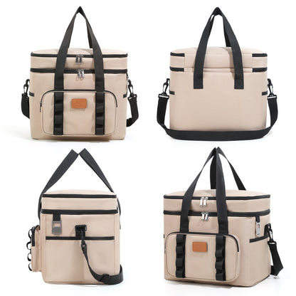 Khaki 23L Extra Large Insulated Cooler Bag with Double Layers - Perfect for Camping, Picnics, and Outdoor Adventures