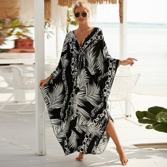 Style 6 Loose Fit Caftan Dress - Resort Style Beach Coverup for Women
