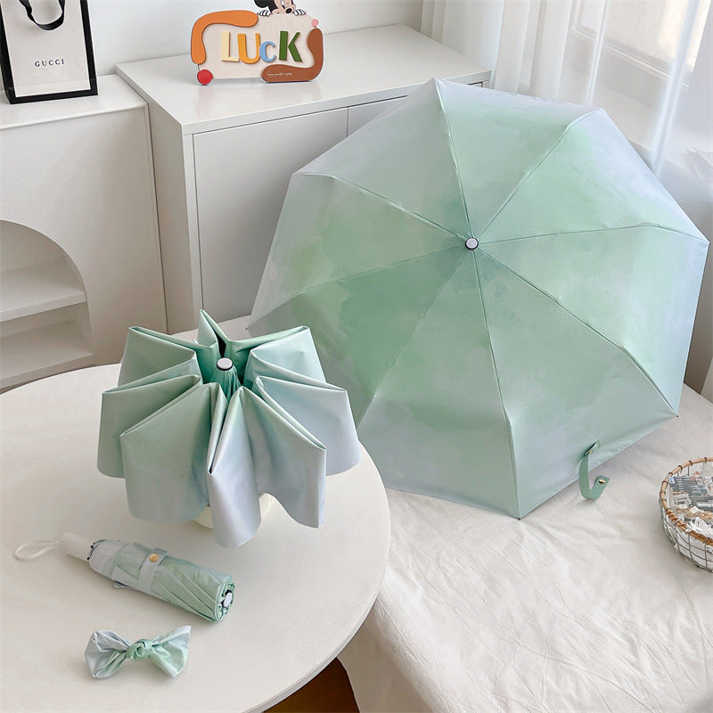 Spring Morning Gradient Automatic Folding Umbrella - Sun &amp; Rain Protection for Women