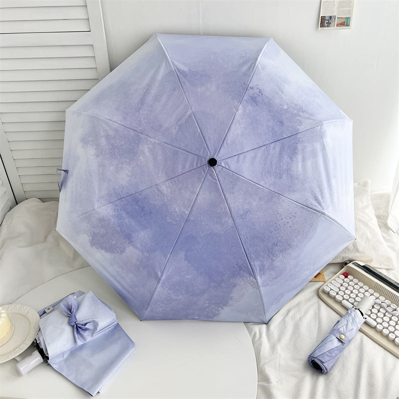 Purple Sweat Gradient Automatic Folding Umbrella - Sun &amp; Rain Protection for Women