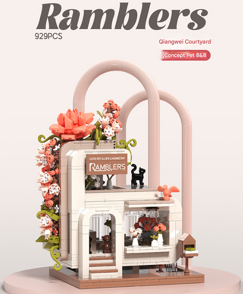 (Rose Courtyard) Enchanting Streetscape Blocks - Creative Building Blocks Set