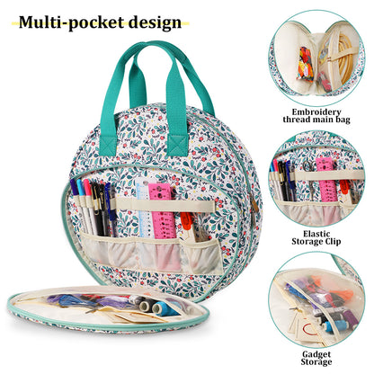 Gray Multi-Compartment Embroidery Bag - Keep Your Projects Organized