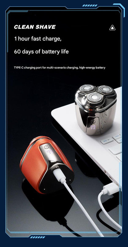 Silver Mini Electric Shaver for Men - Portable & Rechargeable Razor for Travel