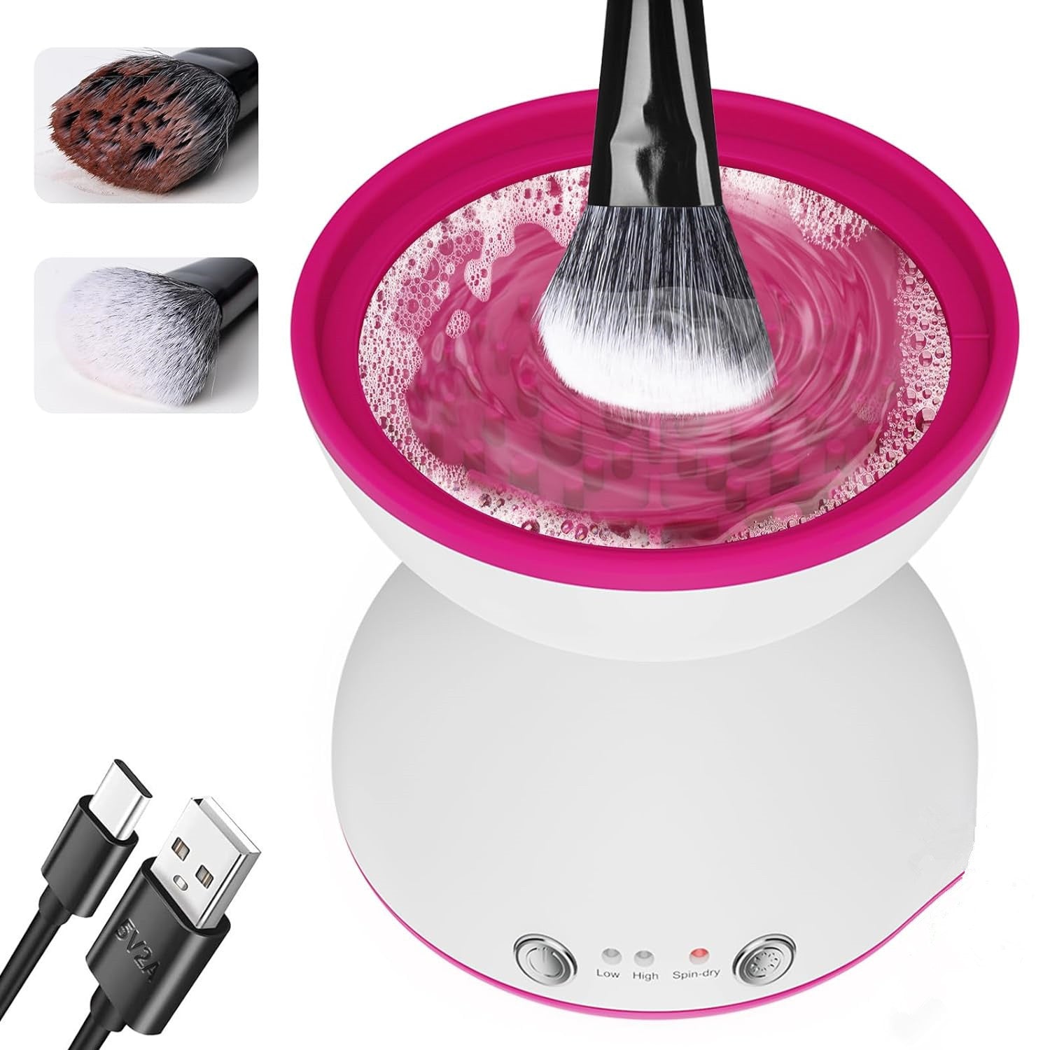 White Electric Makeup Brush Cleaner - Fast &amp; Deep Cleaning, USB Powered