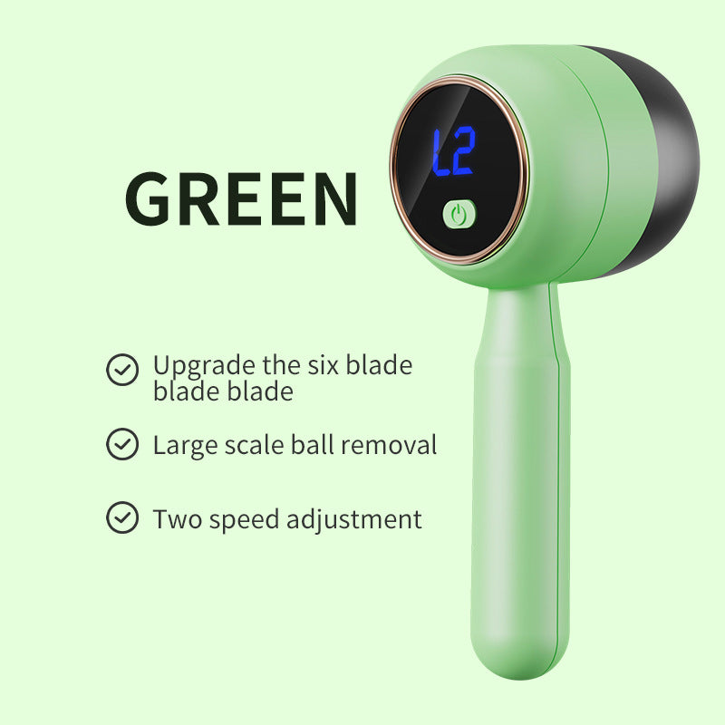 Green Electric Lint Remover - Rechargeable Fabric Shaver with LCD Display