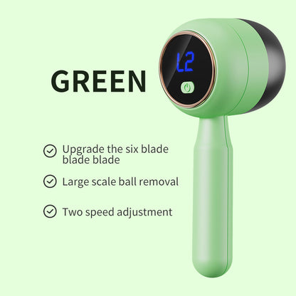 Green Electric Lint Remover - Rechargeable Fabric Shaver with LCD Display