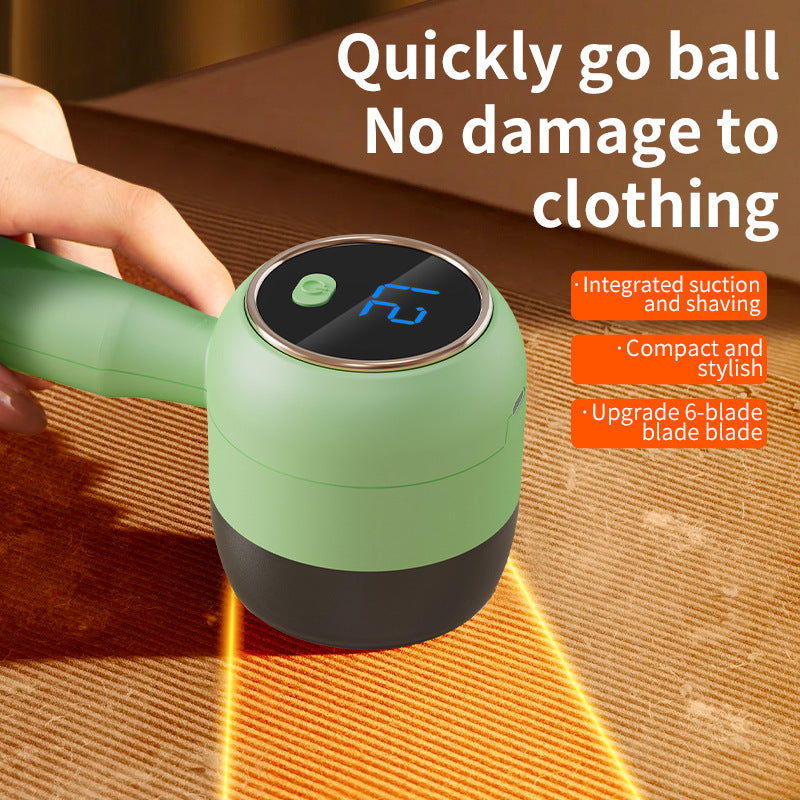 Green Electric Lint Remover - Rechargeable Fabric Shaver with LCD Display