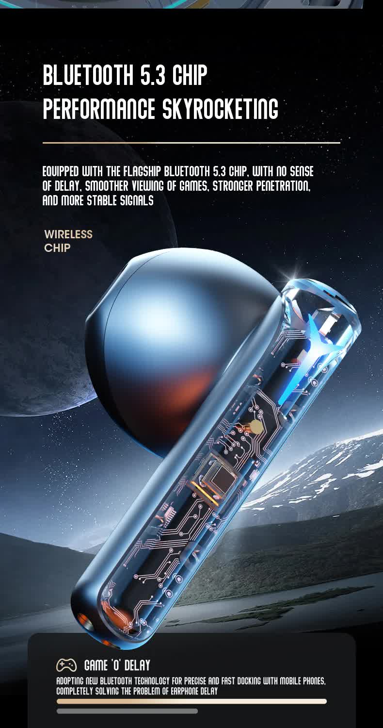 Grey Bluetooth 5.3 Wireless Earbuds - Hi-Fi Audio, Comfortable In-Ear, Fingerprint Touch