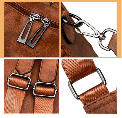 Green Fashionable Women's Backpack Set - With Coin Purse and Tassels