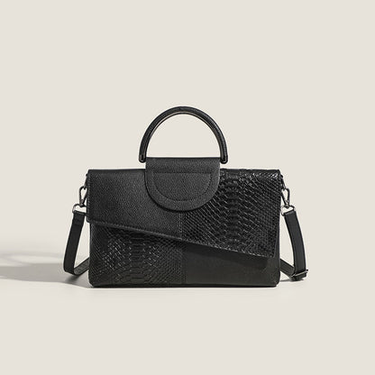 Black Elegant crocodile embossed clutch - with metal top handle and shoulder strap