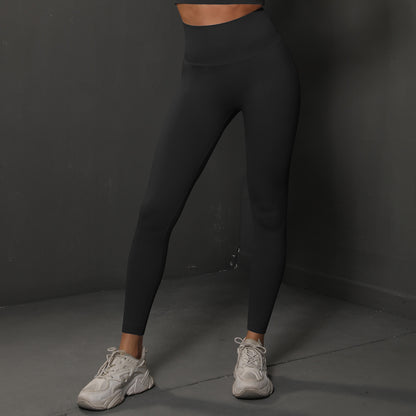 Size L Black Seamless High-Waisted Yoga Pants for Women - Lift Workout Leggings for Running, Gym, and Fitness