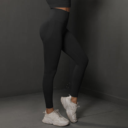 Size L Black Seamless High-Waisted Yoga Pants for Women - Lift Workout Leggings for Running, Gym, and Fitness