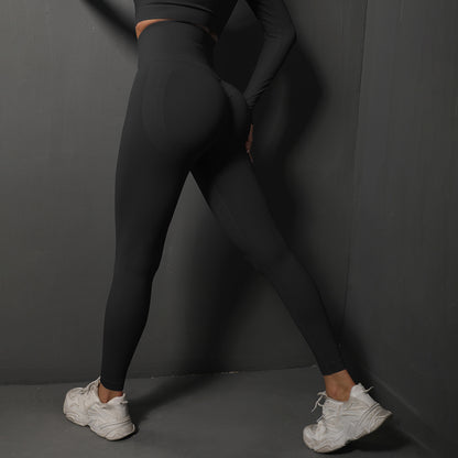 Size L Black Seamless High-Waisted Yoga Pants for Women - Lift Workout Leggings for Running, Gym, and Fitness