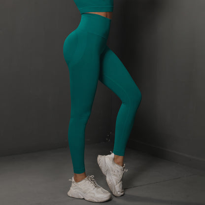 Size L Green Seamless High-Waisted Yoga Pants for Women - Lift Workout Leggings for Running, Gym, and Fitness