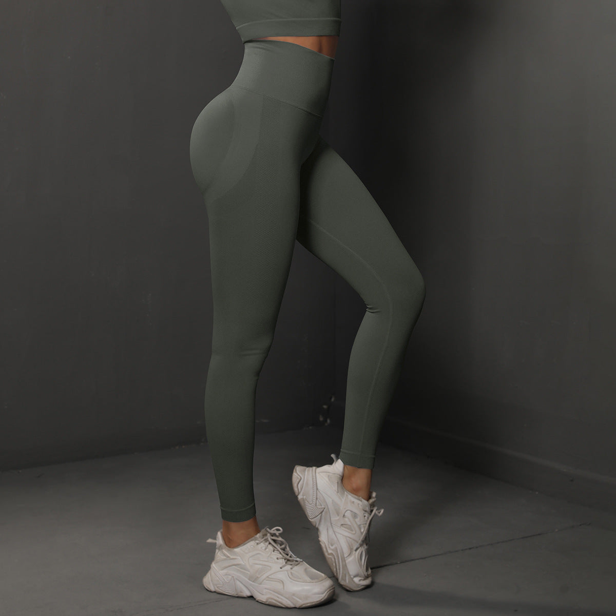 Size M Dark Grey Seamless High-Waisted Yoga Pants for Women - Lift Workout Leggings for Running, Gym, and Fitness