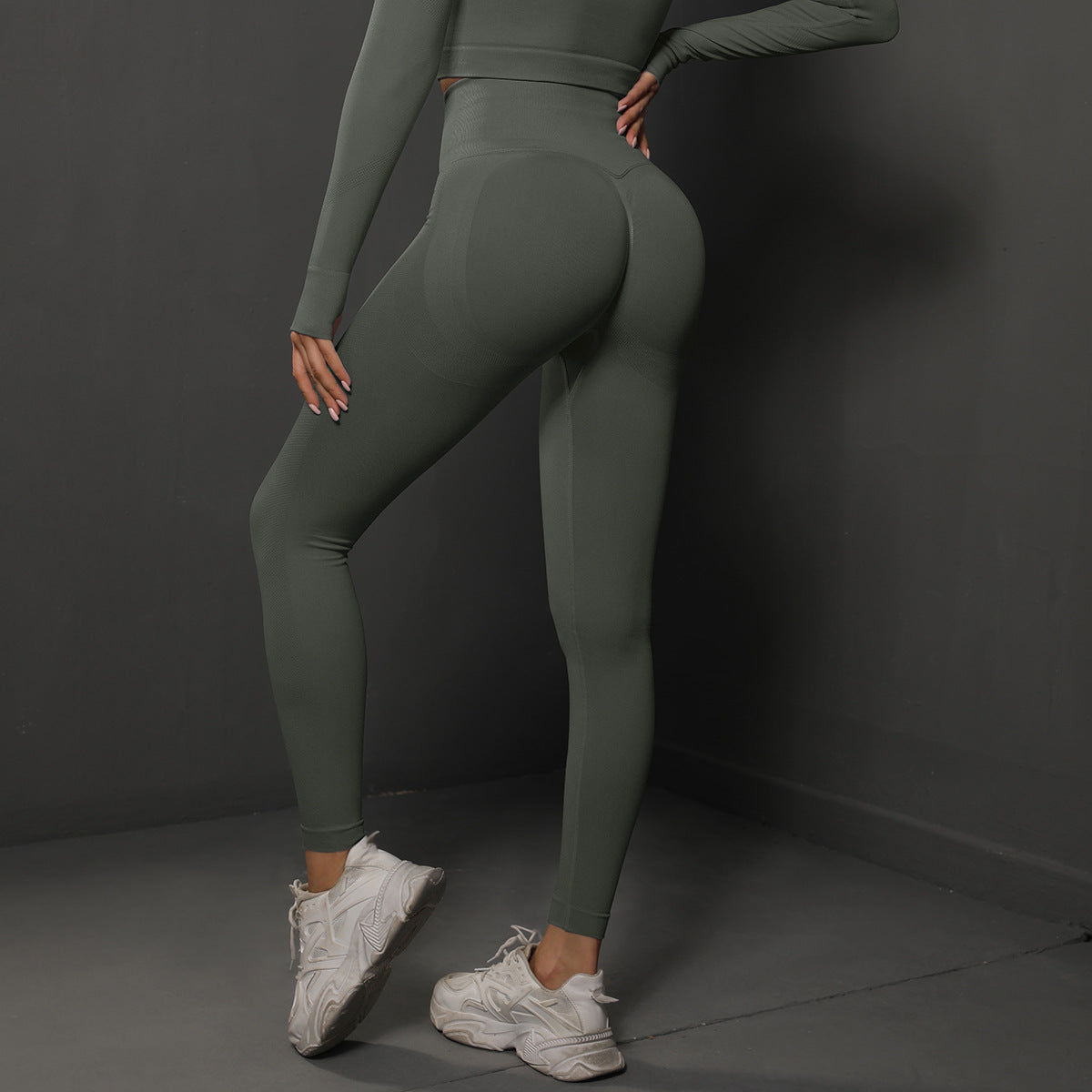 Size M Dark Grey Seamless High-Waisted Yoga Pants for Women - Lift Workout Leggings for Running, Gym, and Fitness