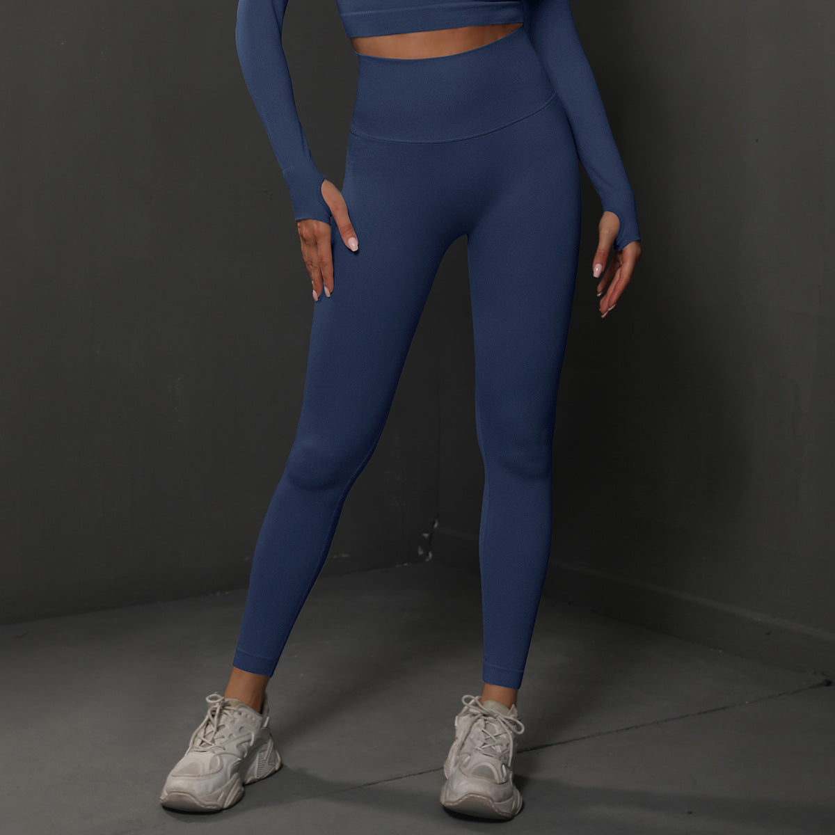 Size S Navy Blue Seamless High-Waisted Yoga Pants for Women - Lift Workout Leggings for Running, Gym, and Fitness