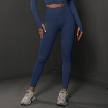 Size M Navy Blue Seamless High-Waisted Yoga Pants for Women - Lift Workout Leggings for Running, Gym, and Fitness