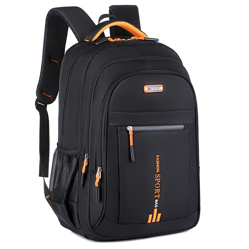 Black And Orange Large Capacity Business Backpack for Men and Women - Waterproof Laptop School Bag with Breathable Design