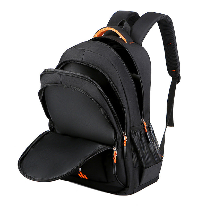 Black And Orange Large Capacity Business Backpack for Men and Women - Waterproof Laptop School Bag with Breathable Design