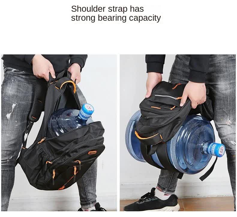 Black And Orange Large Capacity Business Backpack for Men and Women - Waterproof Laptop School Bag with Breathable Design