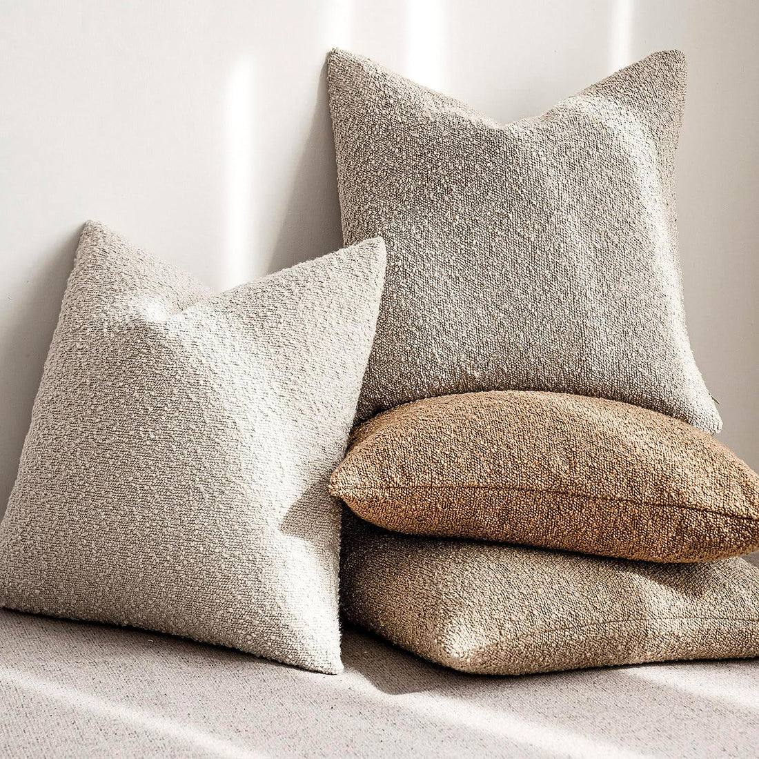 2 Pcs Brick Red Luxury Boucle Pillow Cover - Solid Color Faux Shearling Cushion Case for Sofa, 45x45cm, 230g (Pillow Insert Not Included)