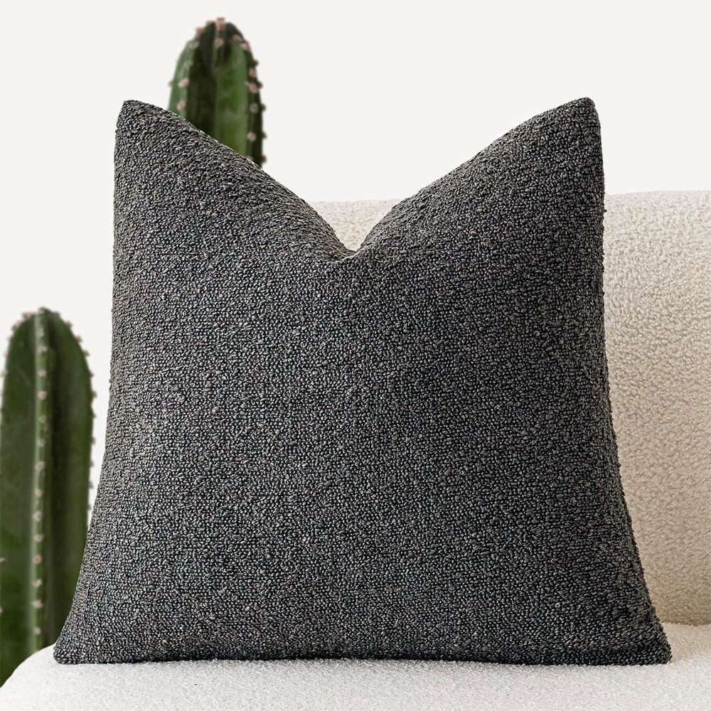 2 Pcs Dark Gray Luxury Boucle Pillow Cover - Solid Color Faux Shearling Cushion Case for Sofa, 45x45cm, 230g (Pillow Insert Not Included)
