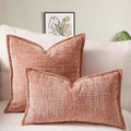 Pink Chenille Crosshatch Textured Pillow Covers Set of 2 - Modern Minimalist Sofa Bed Cushion Covers 45x45cm & 30x50cm(without pillow core)