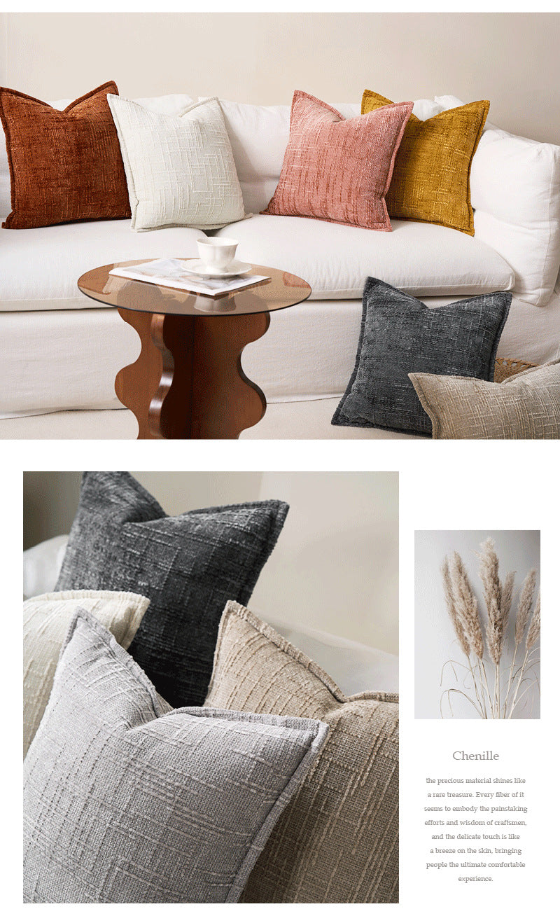Pink Chenille Crosshatch Textured Pillow Covers Set of 2 - Modern Minimalist Sofa Bed Cushion Covers 45x45cm &amp; 30x50cm(without pillow core)