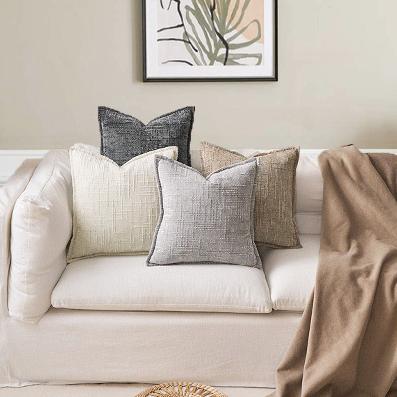 Yellow Chenille Crosshatch Textured Pillow Covers Set of 2 - Modern Minimalist Sofa Bed Cushion Covers 45x45cm &amp; 30x50cm(without pillow core)