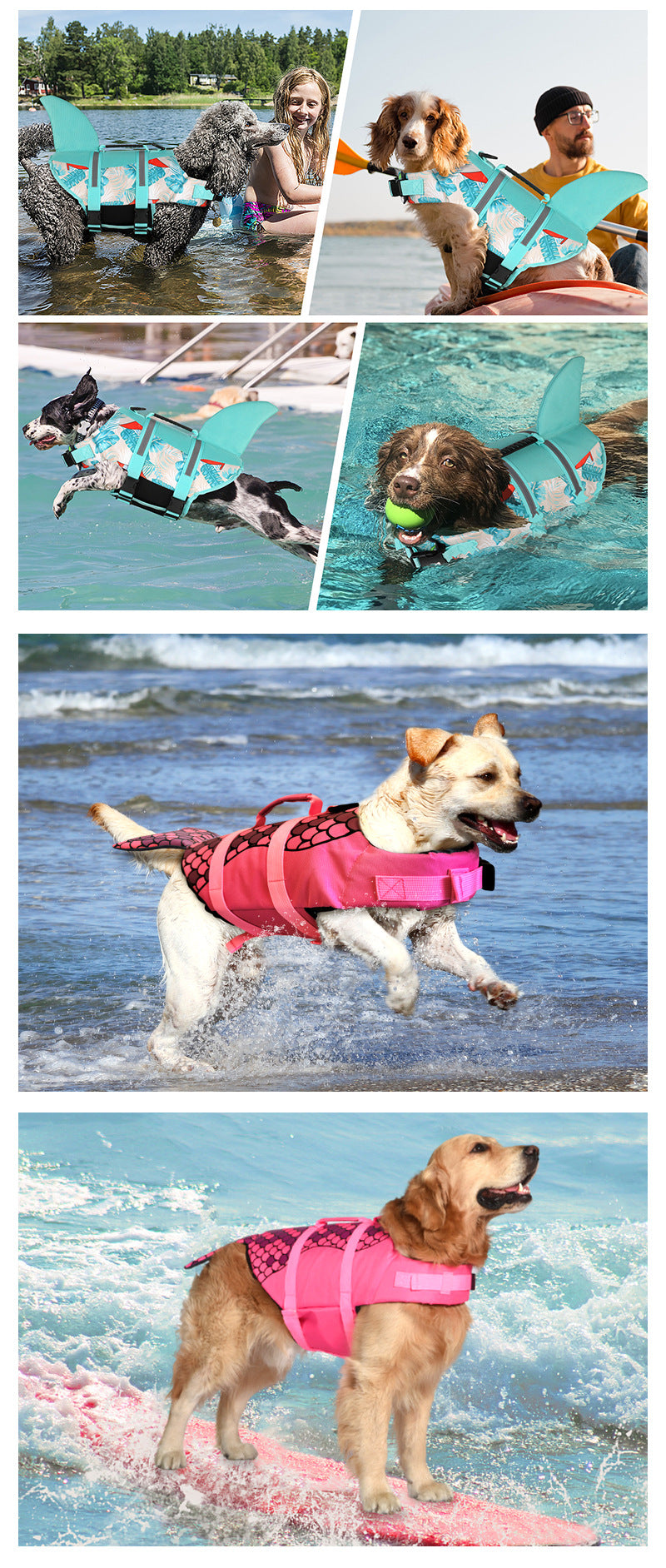 Size S Blue Camouflage Pattern Pet Life Jacket for Dogs - Summer Swimming Safety Vest with Shark Fin for Small to Large Breeds