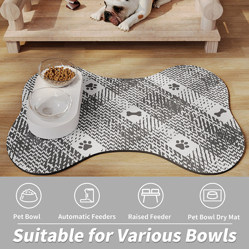 Yellow And White Pet Feeding Mat 35x50cm - Anti-Slip, Durable Diatom Mud Mat for Dogs and Cats, Easy to Clean