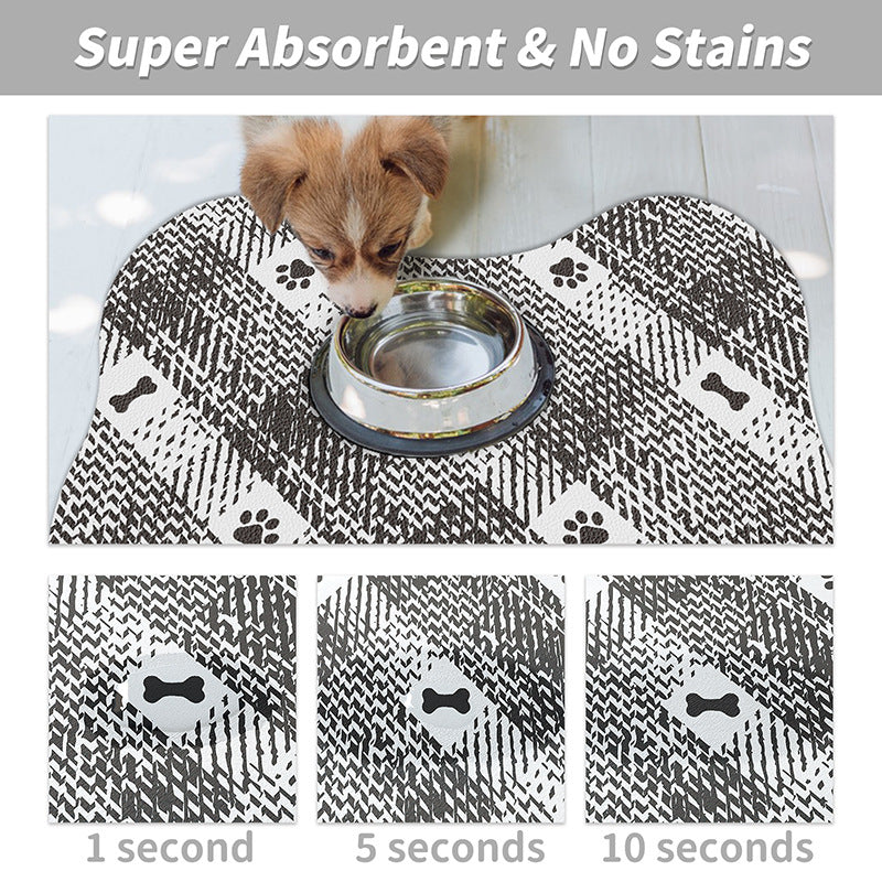 Yellow And White Pet Feeding Mat 45x60cm - Anti-Slip, Durable Diatom Mud Mat for Dogs and Cats, Easy to Clean