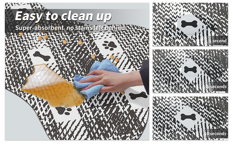 Yellow And White Pet Feeding Mat 45x60cm - Anti-Slip, Durable Diatom Mud Mat for Dogs and Cats, Easy to Clean