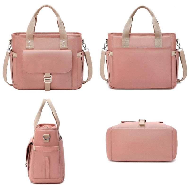 Pink Spacious Insulated Lunch Bag - Wide Open Design, Removable Strap, Side Water Bottle Pockets - Perfect for Work, Picnic &amp; Travel