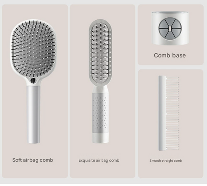 Red 4-Piece Set Women's Air Cushion Comb for Long Hair Anti-Static Detangling Massage Scalp Comb Portable Fluffy Styling Brush