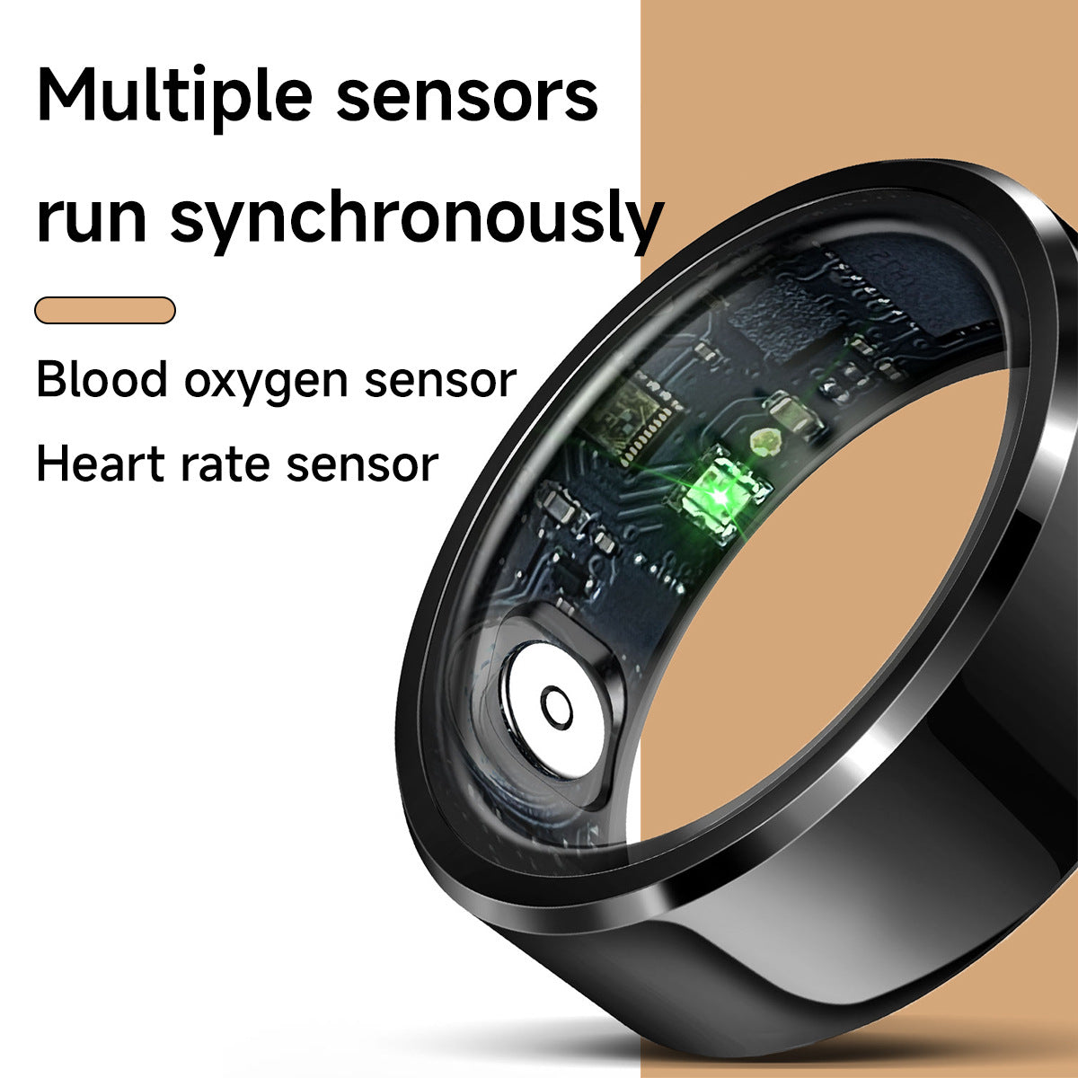 Rose Gold Round 0.74inch Smart Ring with Heart Rate and Sleep Tracking - IP68 Waterproof Fitness Tracker with Step Counter