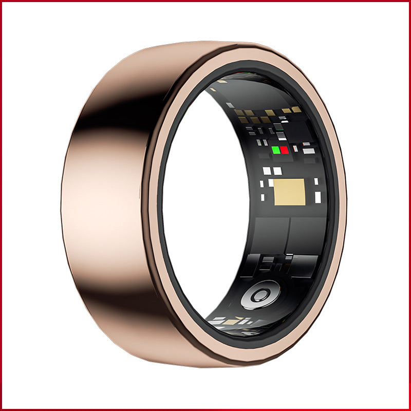 Rose Gold Round 0.77inch Smart Ring with Heart Rate and Sleep Tracking - IP68 Waterproof Fitness Tracker with Step Counter