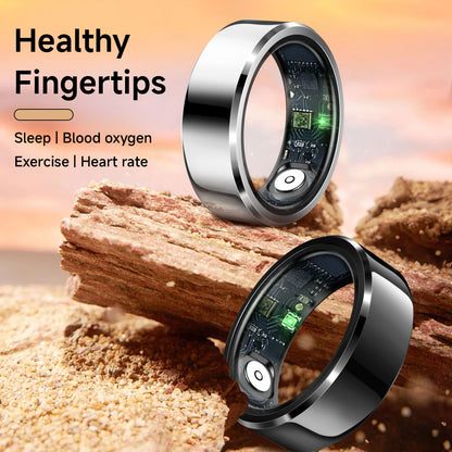 Rose Gold Round 0.71inch Smart Ring with Heart Rate and Sleep Tracking - IP68 Waterproof Fitness Tracker with Step Counter