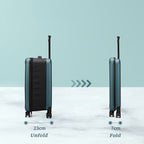 Blue 20 Inch Foldable Carry-on Suitcase Ultra Lightweight 2.1kg Hard Shell Luggage with 360 Spinner Wheels and Combination Lock for Australian Travel