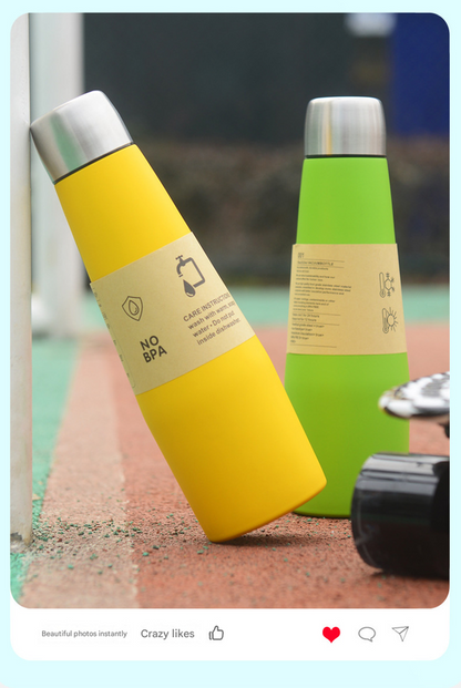 Black Premium 304 Stainless Steel Vacuum Insulated Water Bottle - 532ml Large Capacity Sports Flask with 12-24 Hour Thermal Retention, Leak-Proof Portable Travel Mug for Gym, Office, Car and Outdoor Activities