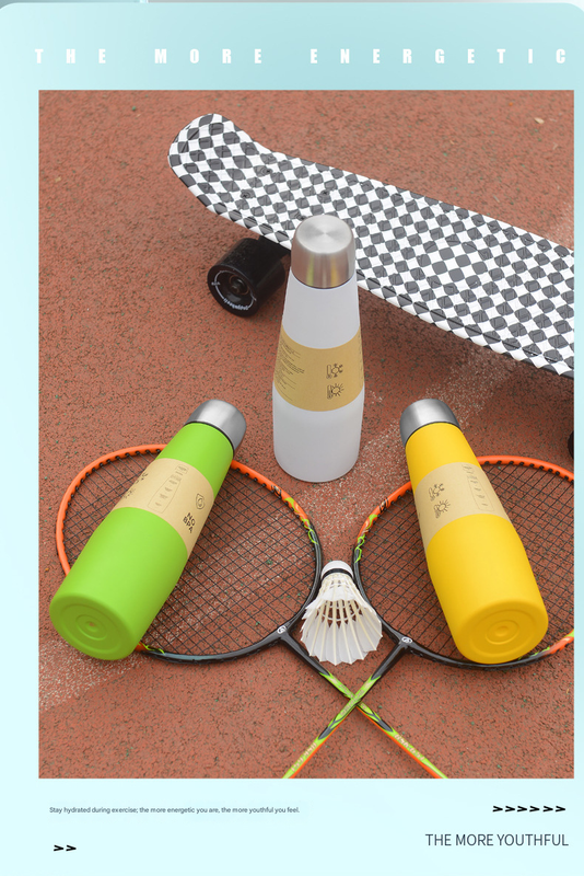2-piece Green and Yellow Premium 304 Stainless Steel Vacuum Insulated Water Bottle - 532ml Large Capacity Sports Flask with 12-24 Hour Thermal Retention, Leak-Proof Portable Travel Mug for Gym, Office, Car and Outdoor Activities